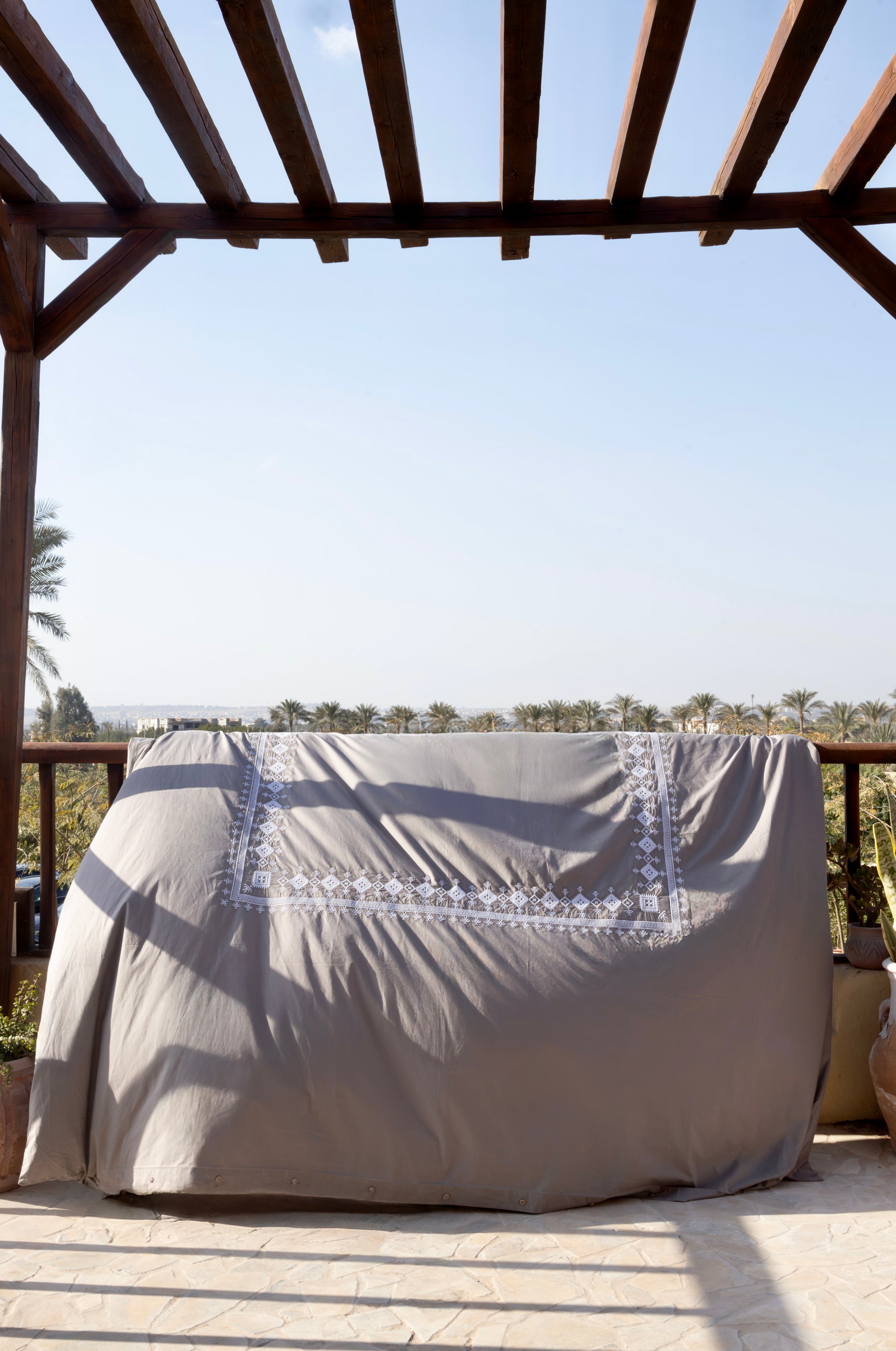 Siwa Dreams Embroidered Duvet Set in Grey Percale