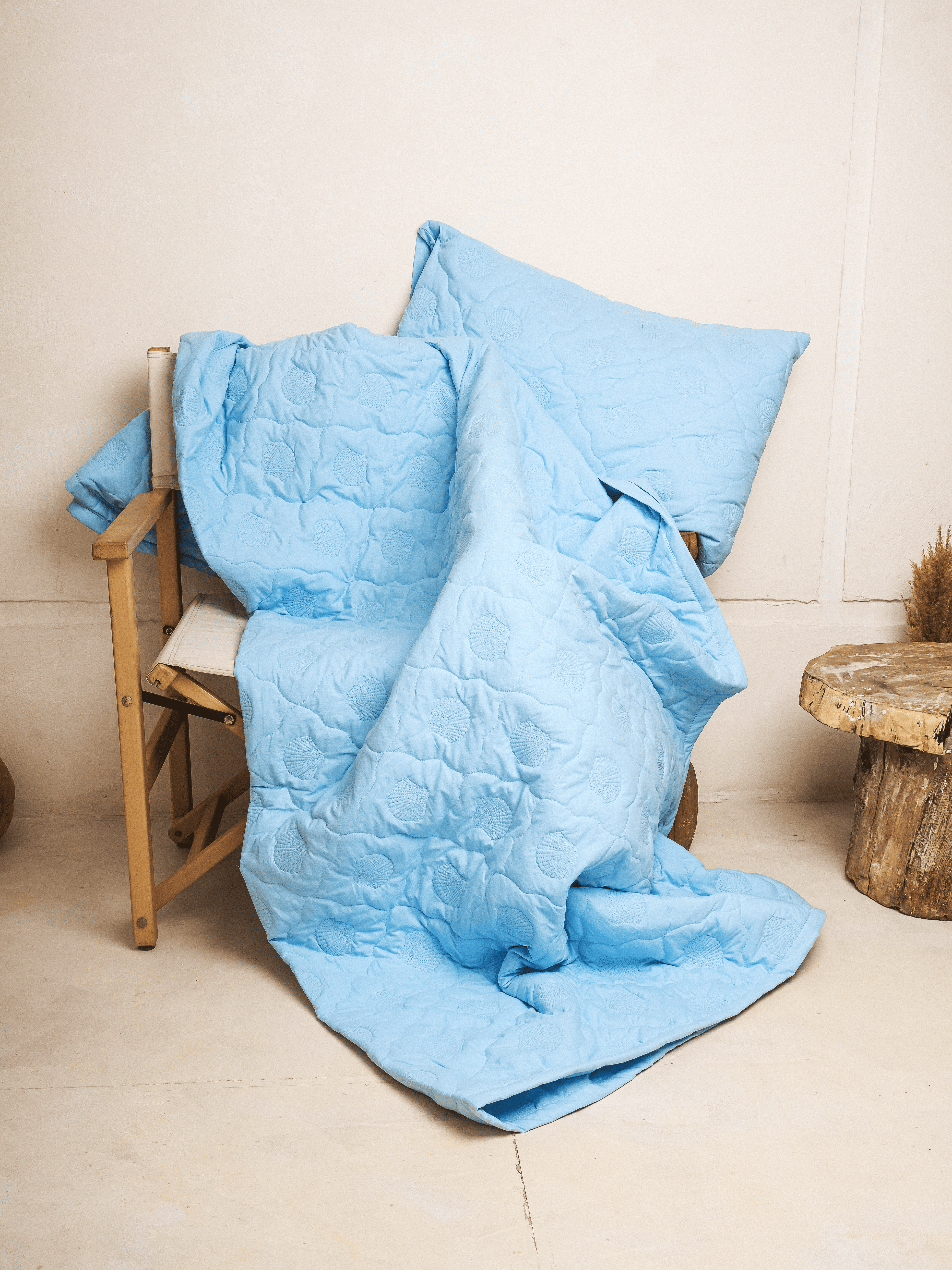 Seashell Quilt in Sky Blue