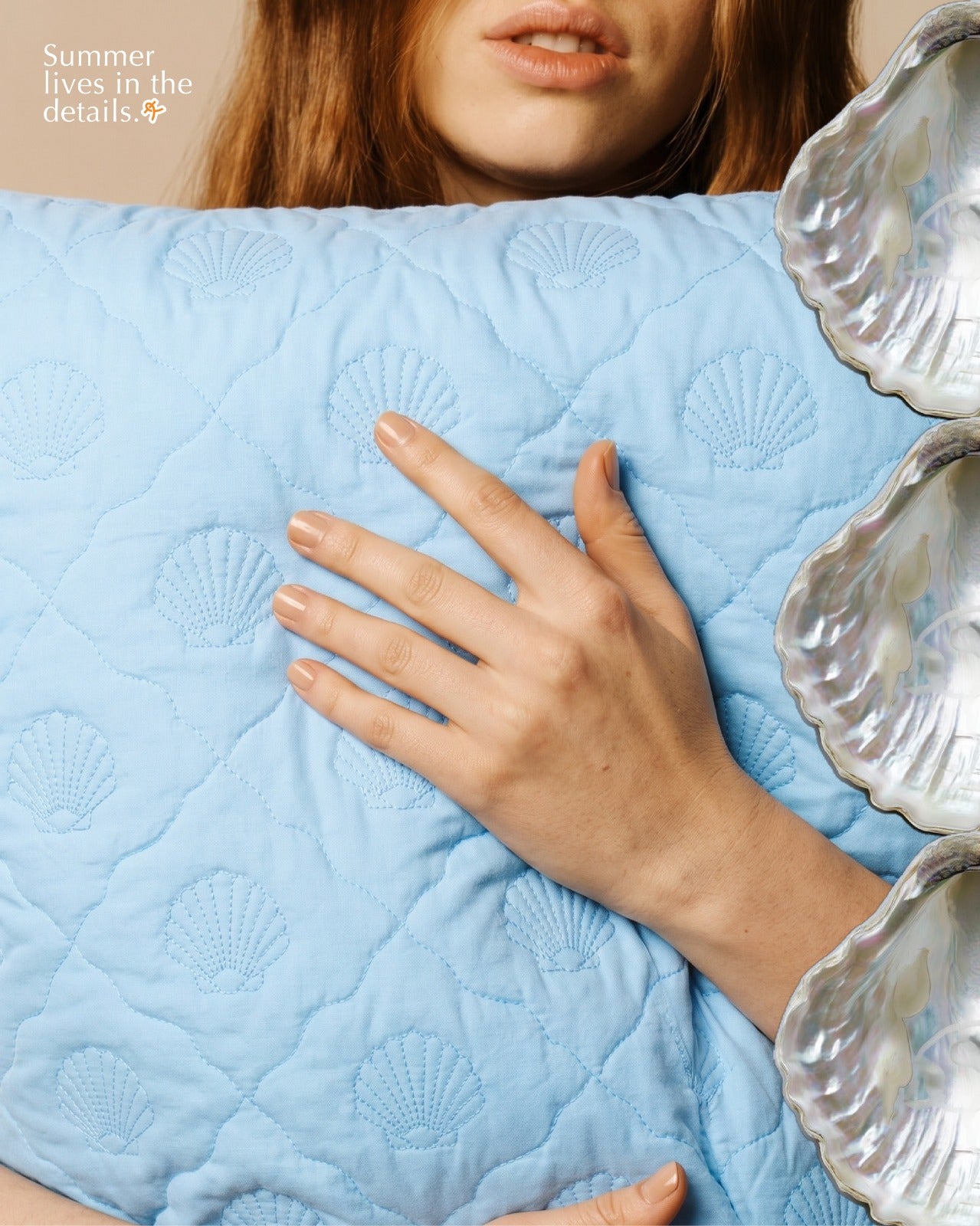 Seashell Quilt in Sky Blue